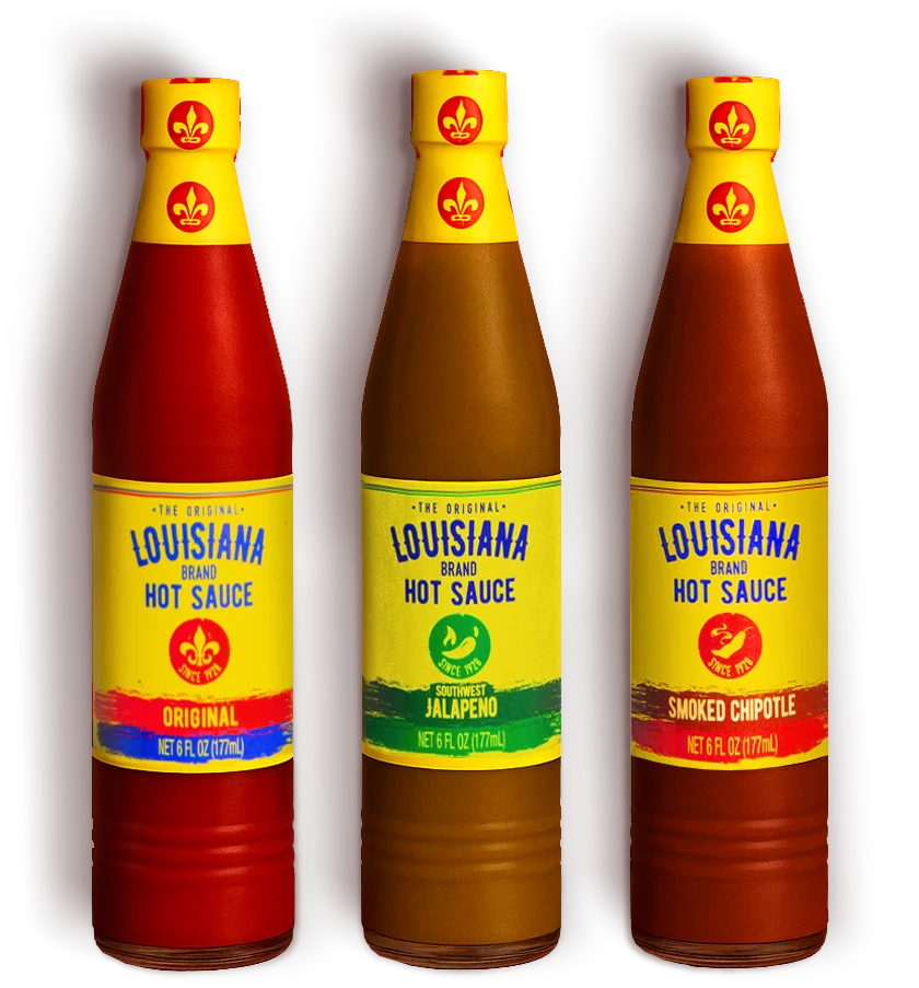 Three bottles of Louisiana Hot Sauce
