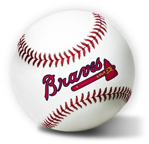 Baseball with the Atlanta Braves logo