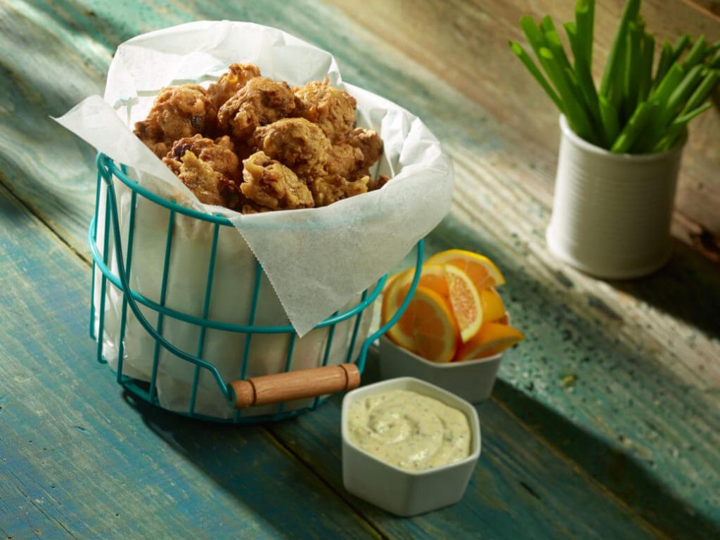 Oyster Fritters Louisiana Hot Sauce