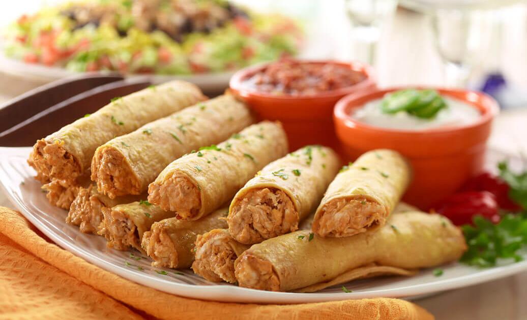 Spicy Chicken Taquitos Louisiana Hot Sauce