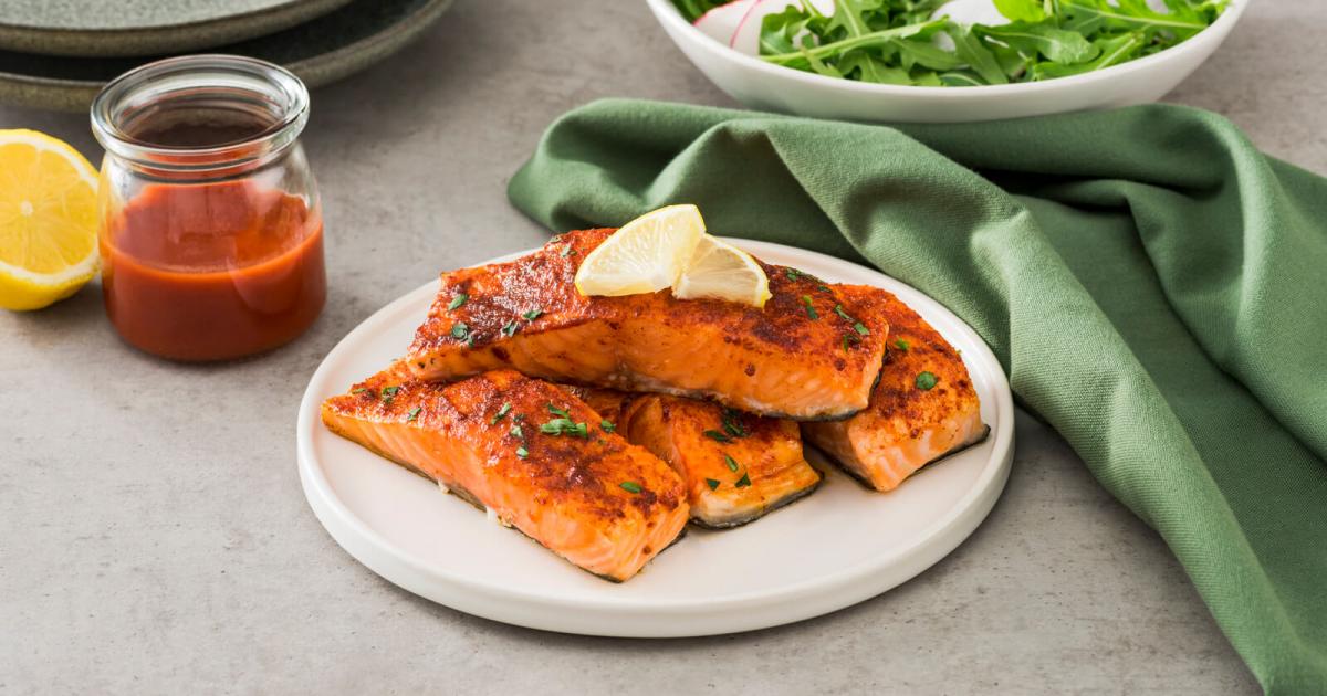 BBQ Broiled Salmon - Louisiana Hot Sauce
