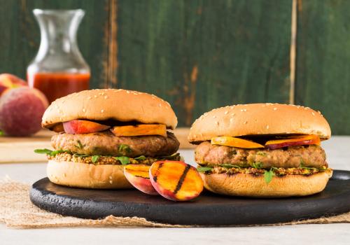 Grilled Chicken and Peach Burgers