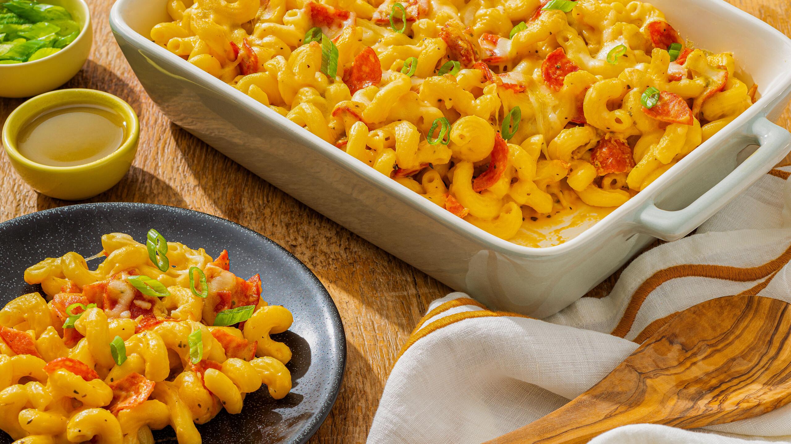 Spicy Pepperoni Mac and Cheese Louisiana Hot Sauce