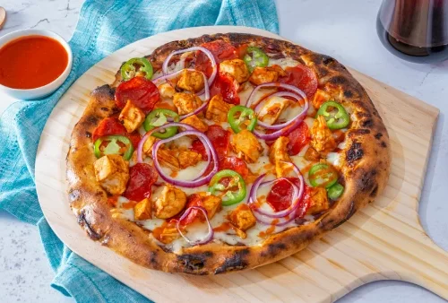 Kung Pao BBQ Chicken Party Pizza recipe