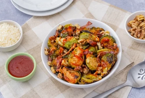 Sweet Heat and Honey Roasted Brussels Sprouts recipe