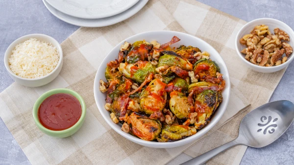 Sweet Heat and Honey Roasted Brussels Sprouts