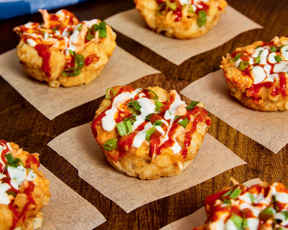 Buffalo Chicken Tater Tot Cups